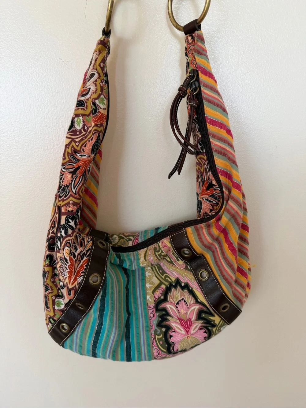 RELIC Patchwork Printed Sling Hobo Bag